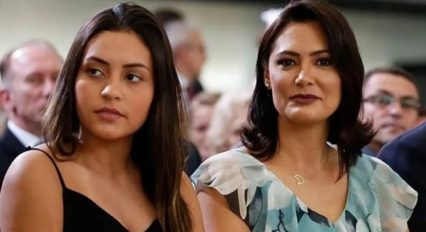imagem da ex-primeira dama do brasil Michelle bolsonaro e sua filha mais velha letícia firmino
