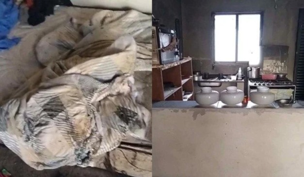 Casa após incêndio.