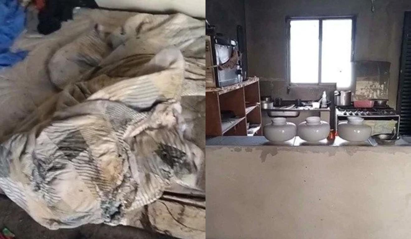 Casa após incêndio. 