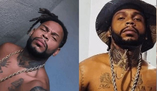 Traficante Matuê morre no Rio de Janeiro. Na imagem, vemos o criminoso em duas fotos. Ele é um homem negro de cabelo e barba pretos. À esquerda, vemos ele sem camisa. À direita, ele usa um chapéu preto, também sem camisa.