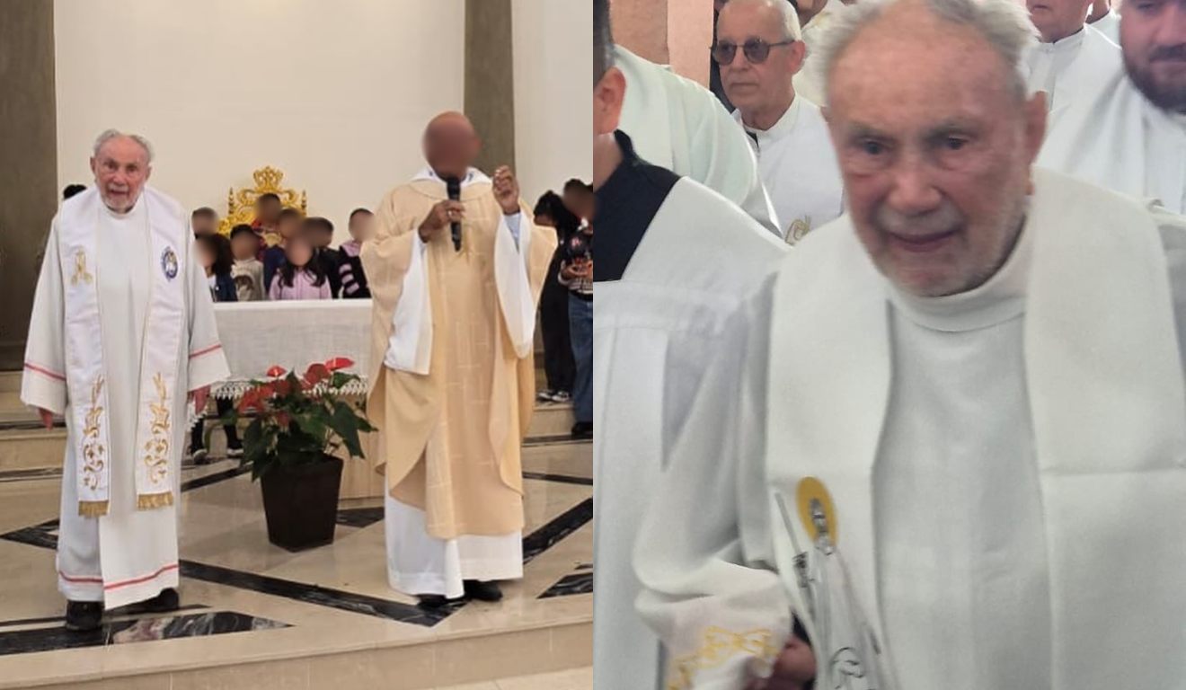 Montagem com fotos de Padre Miguel na comunidade de Campina Grande do Sul