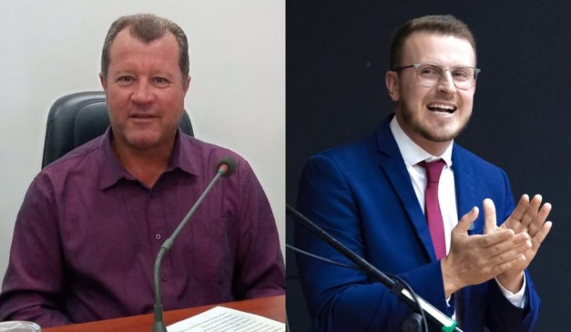 Montagem com fotos do vice-prefeito Serjão e do atual prefeito de Fazenda Rio Grande Marco Marcondes