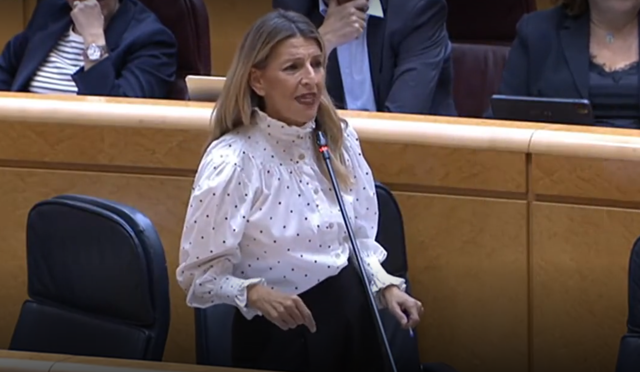 Yolanda Díaz durante sessão no Senado da Espanha