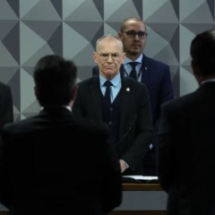 Hamilton Mourão, Fabiano Contarato e Alessandro Vieira, durante a instalação da CPI do Crime Organizado