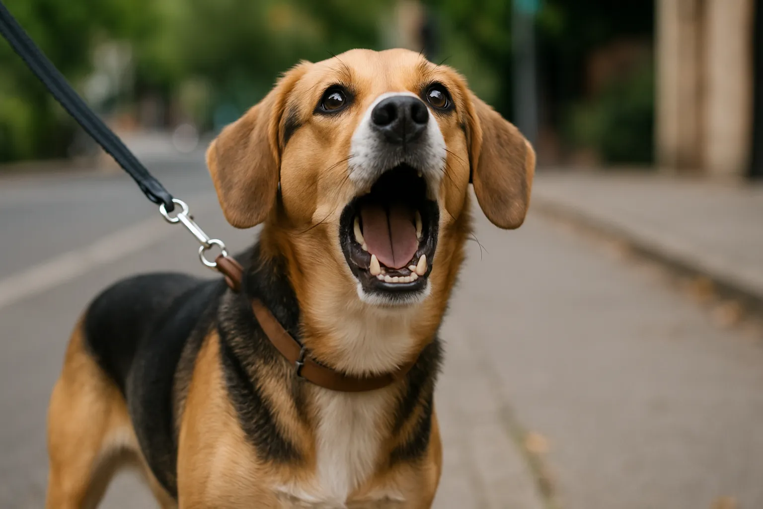 Cachorro que late para tudo na rua