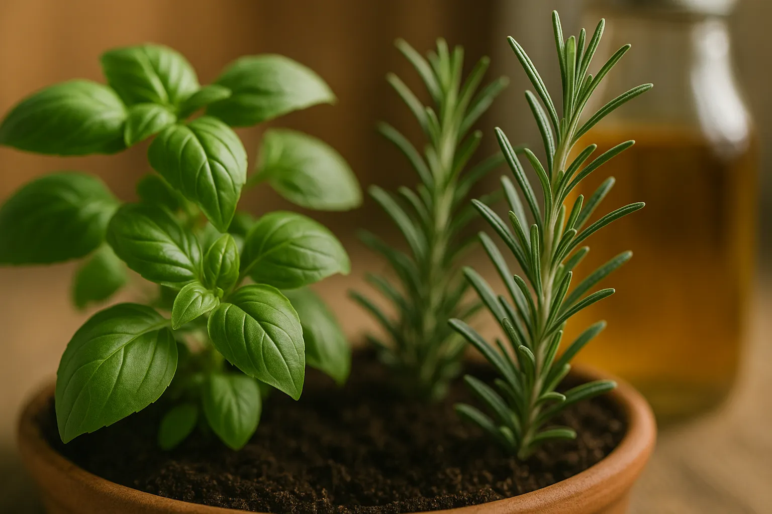 Como usar vinagre de maçã na sua hortinha de manjericão e alecrim