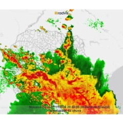 Mapa do Simepar mostra temporal concentrado no Oeste do Paraná