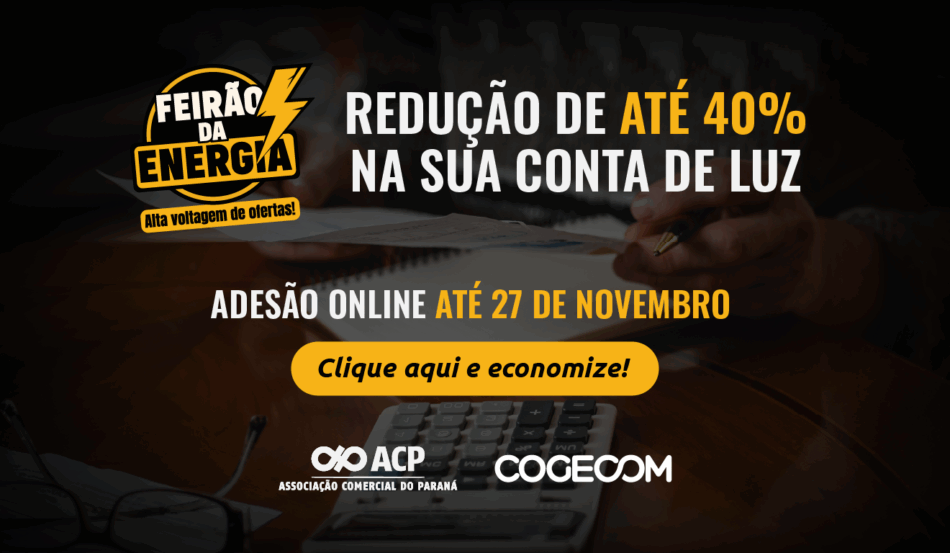 flyer de divulgação do programa da ACP e Cogecom sobre desconto na conta de energia