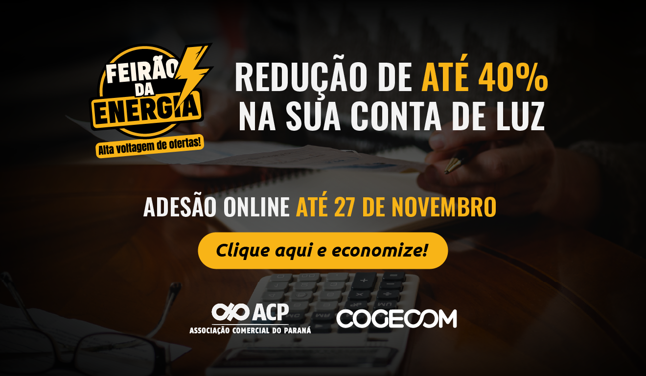 flyer de divulgação do programa da ACP e Cogecom sobre desconto na conta de energia