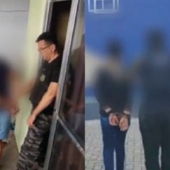 À esquerda, pai que abusou sexualmente a filha é preso pela polícia; à direita, mãe e madrasta da criança são presas