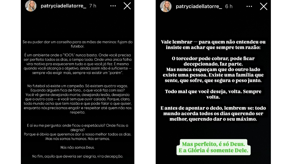 Postagens da esposa de Dellatorre, atacante do Coritiba