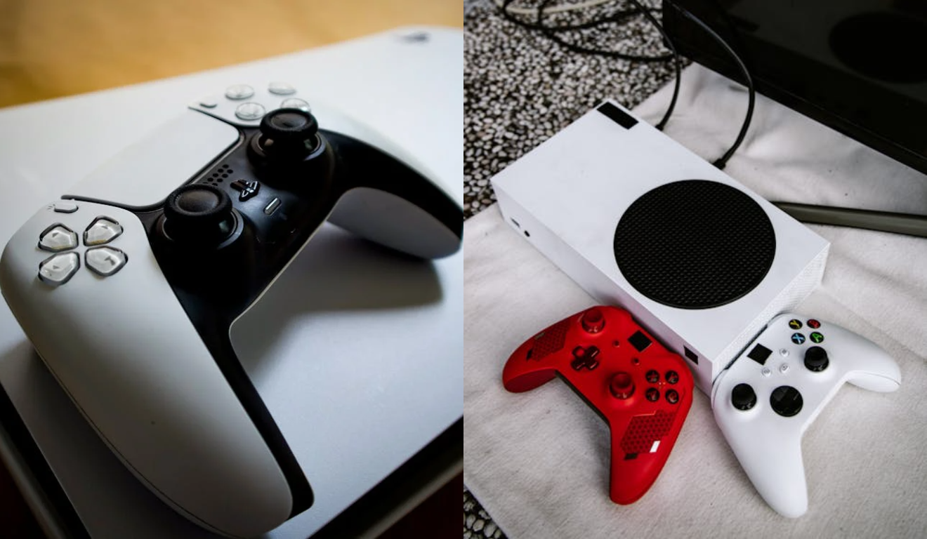 Imagem ilustrativa do PS5 e Xbox.
