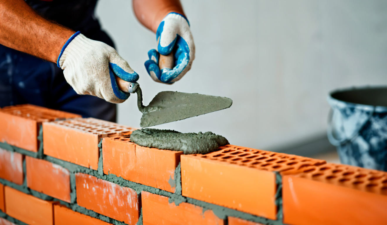 pedriro levantando parede de tijolos