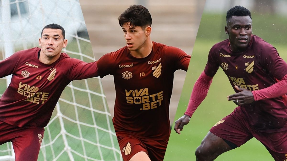 Santos, Zapelli e Viveros em treino pelo Athletico