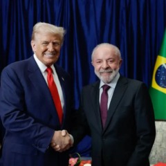 Donald Trump e Lula, durante reunião para retirar tarifas do Brasil