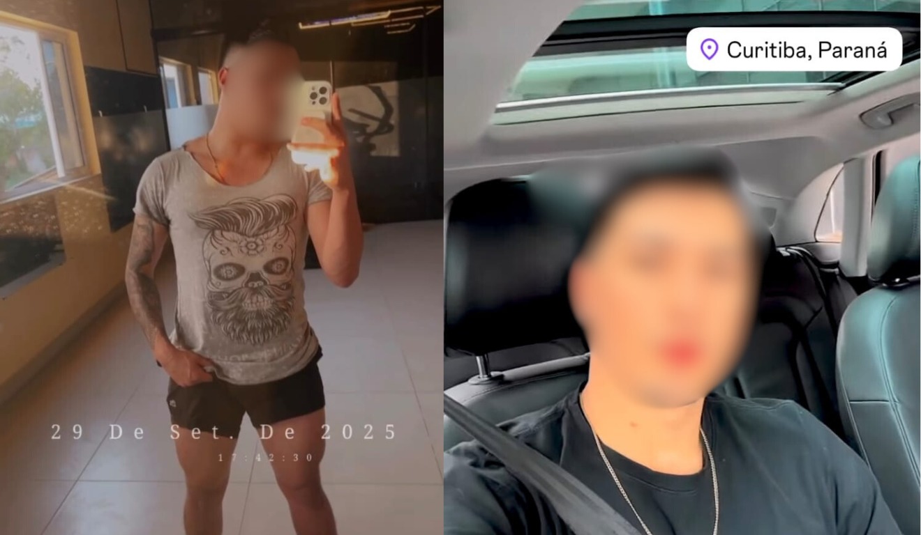 Colagem de fotos da rede social do homem que brigou com o deputado Renato Freitas