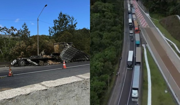 fila devido ao acidente na br-376