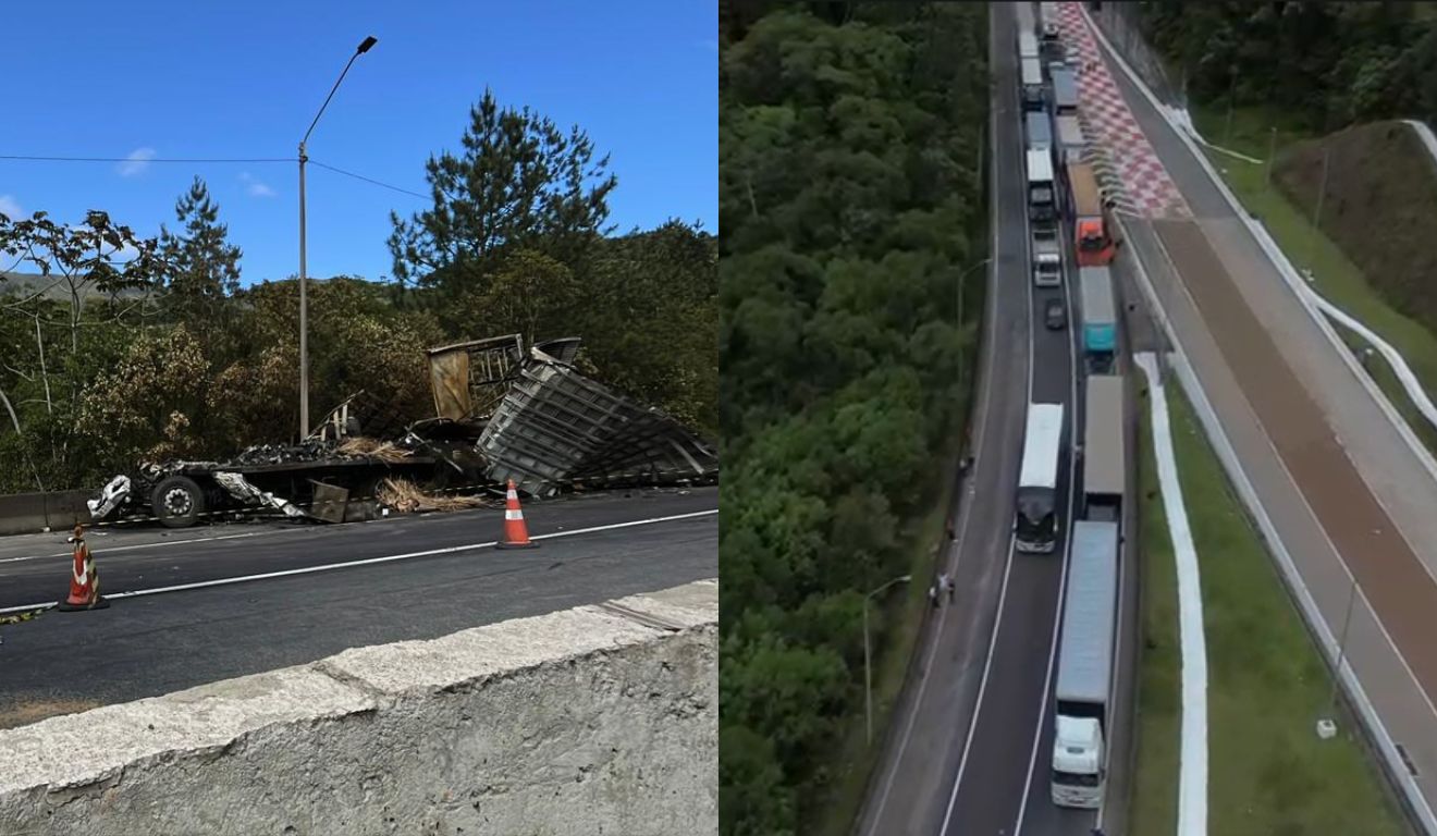 fila devido ao acidente na br-376