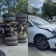 Caminhão tomba na rodovia que dá acesso às praias de Pontal do Paraná