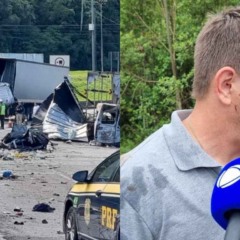 motorista da van contando sobre acidente na br-376