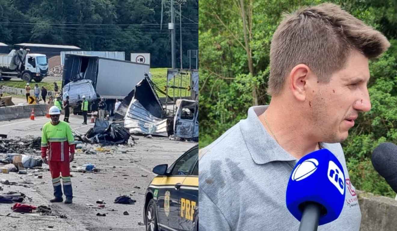 motorista da van contando sobre acidente na br-376