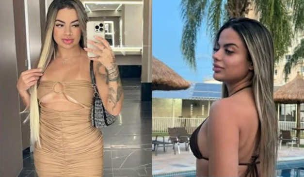 Colagem com fotos de amanda alves que está presa na frança após desaparecer por quase duas semanas