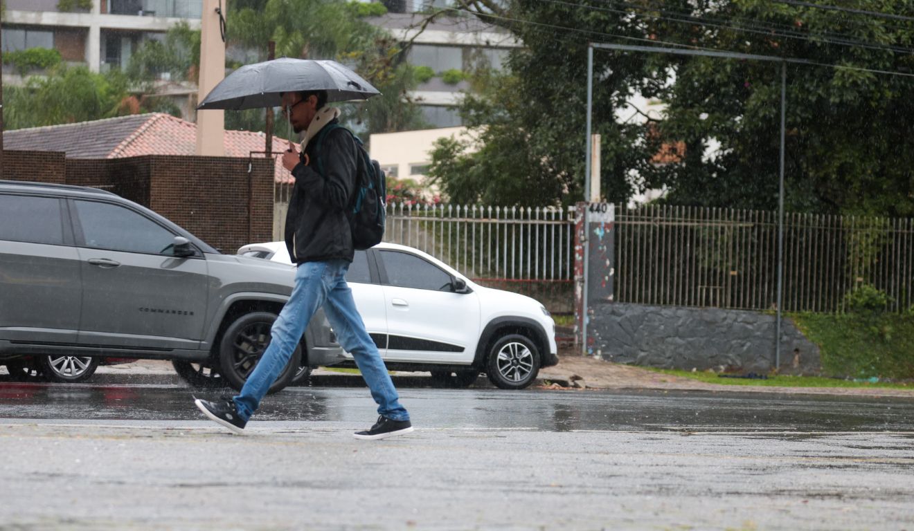 pessoa andando na chuva para ilustrar alerta amarelo para tempestades