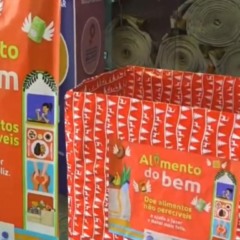 Caixa da campanha de doação ALimentos do Bem