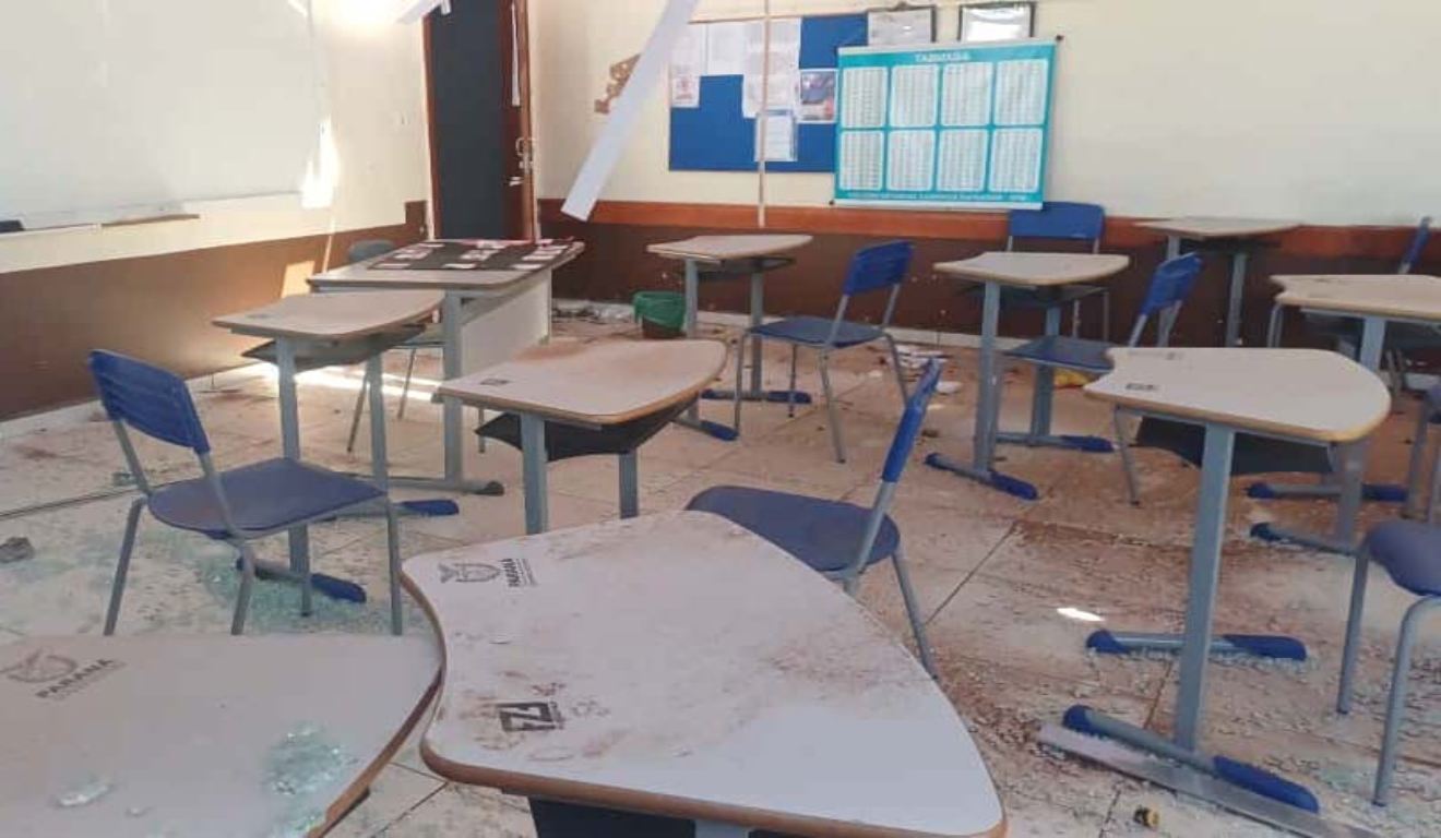imagens de escola em rio bonito do iguaçu, no paraná, após tornado