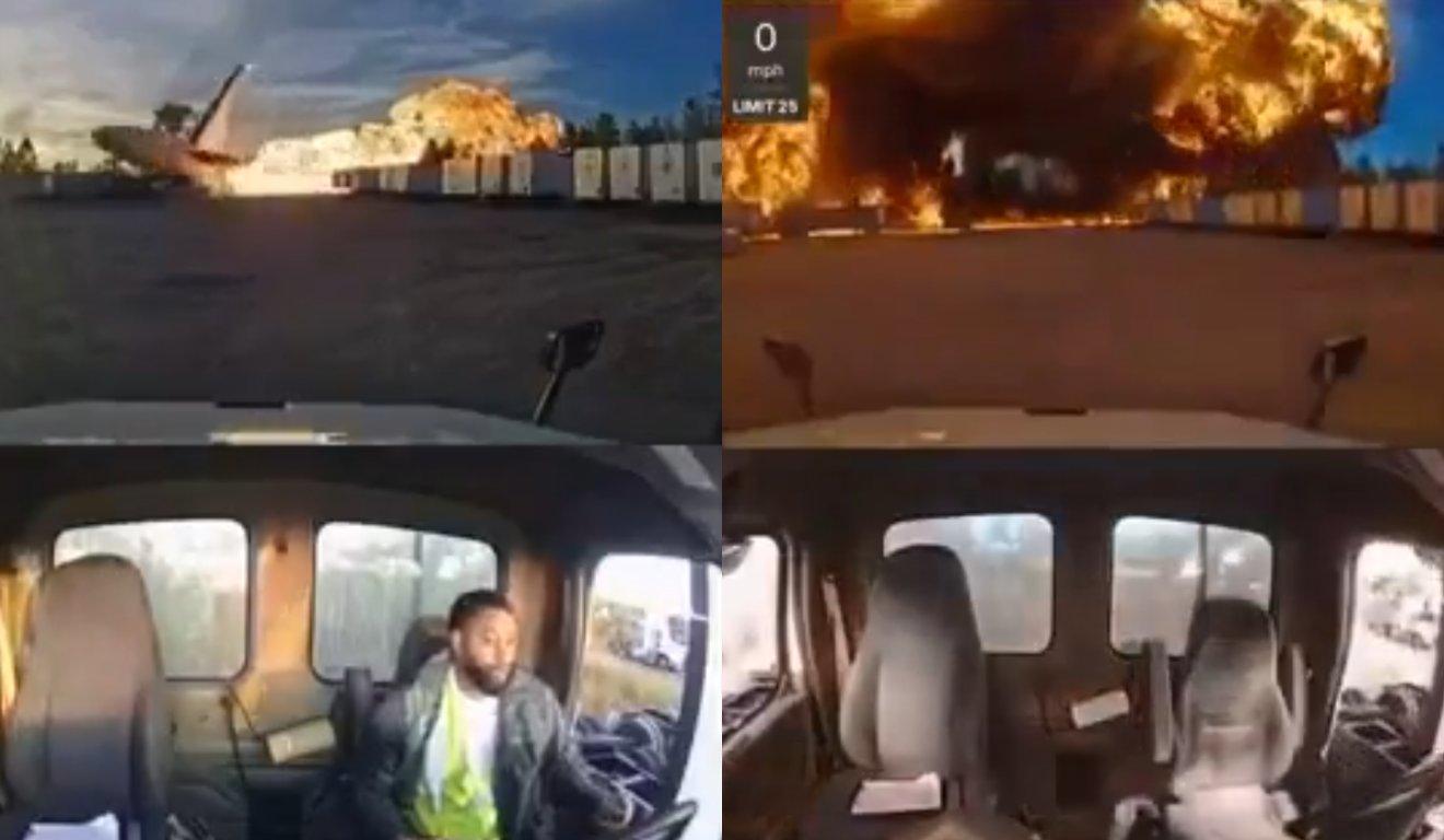 Momento em que avião que caiu