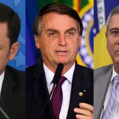 Montagem com fotos de três réus condenados pela trama golpista, Anderson Torres, Jair Bolsonaro e Braga Netto