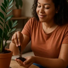 borra de café na sua zamioculca
