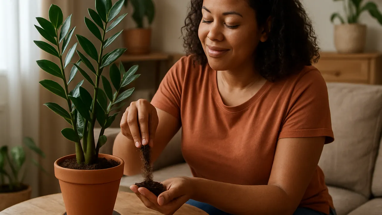 borra de café na sua zamioculca