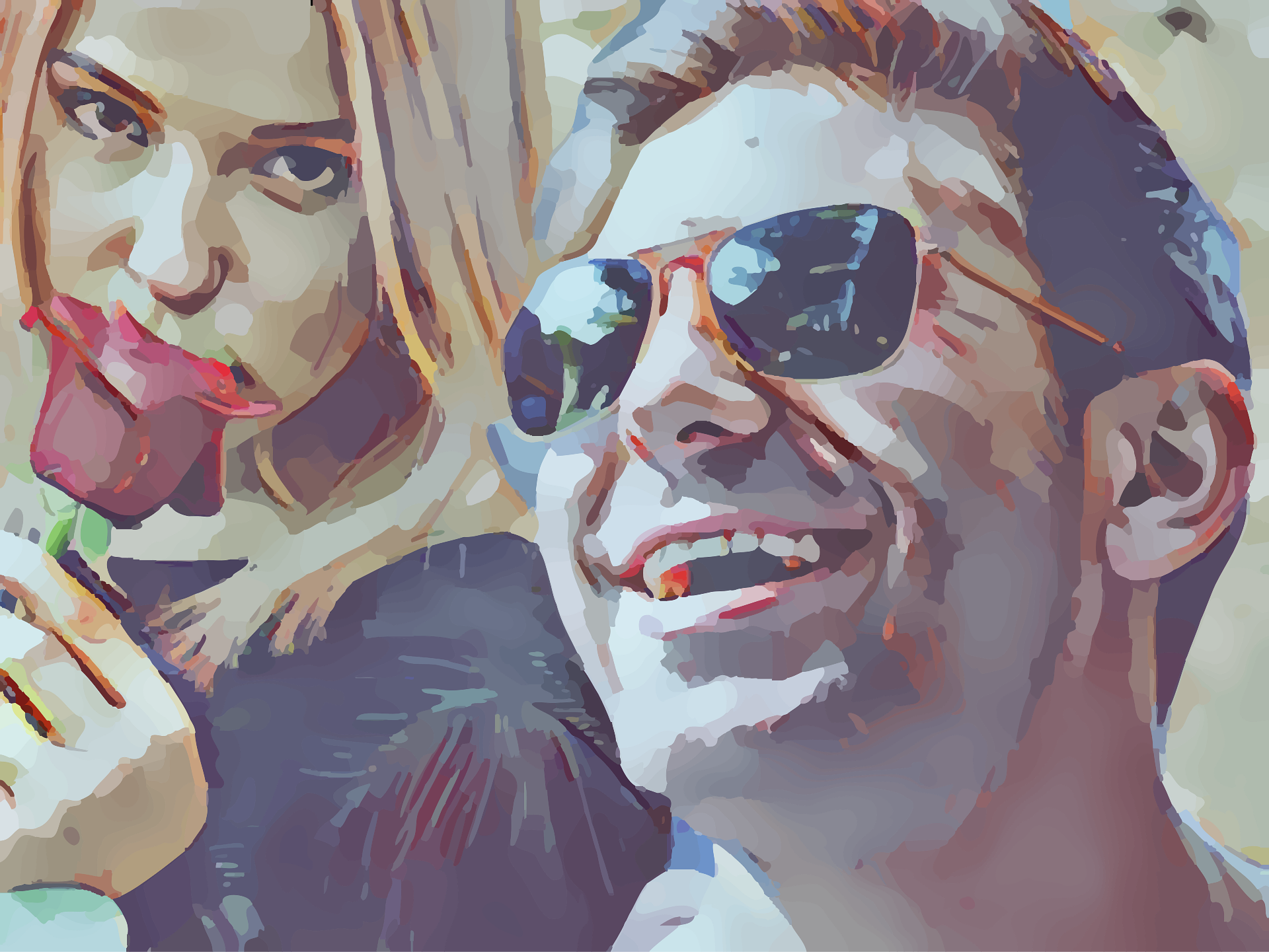 Um casal, ele sorrindp e ela cok olhar sério e com uma rosa a mão.