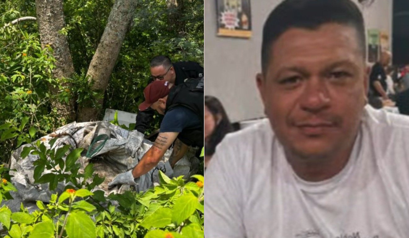 colagem com foto de Anderson José Silveira de Santana, de 42 anos