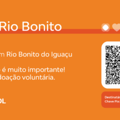 flyer de divulgação da cresol para doações para rio bonito do iguaçu