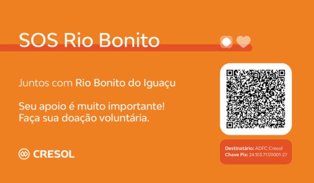 flyer de divulgação da cresol para doações para rio bonito do iguaçu