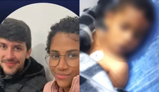 colagem com fotos de diogo e sabrina, acusados com responsáveis pela morte de heitor de dois anos