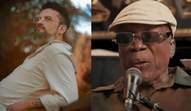 montagem de fotos do músico dabliu e do cantor milton nascimento