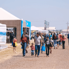 participantes caminhando entre os stands no Dia de Campo da C.Vale