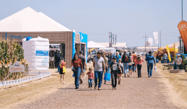 participantes caminhando entre os stands no Dia de Campo da C.Vale