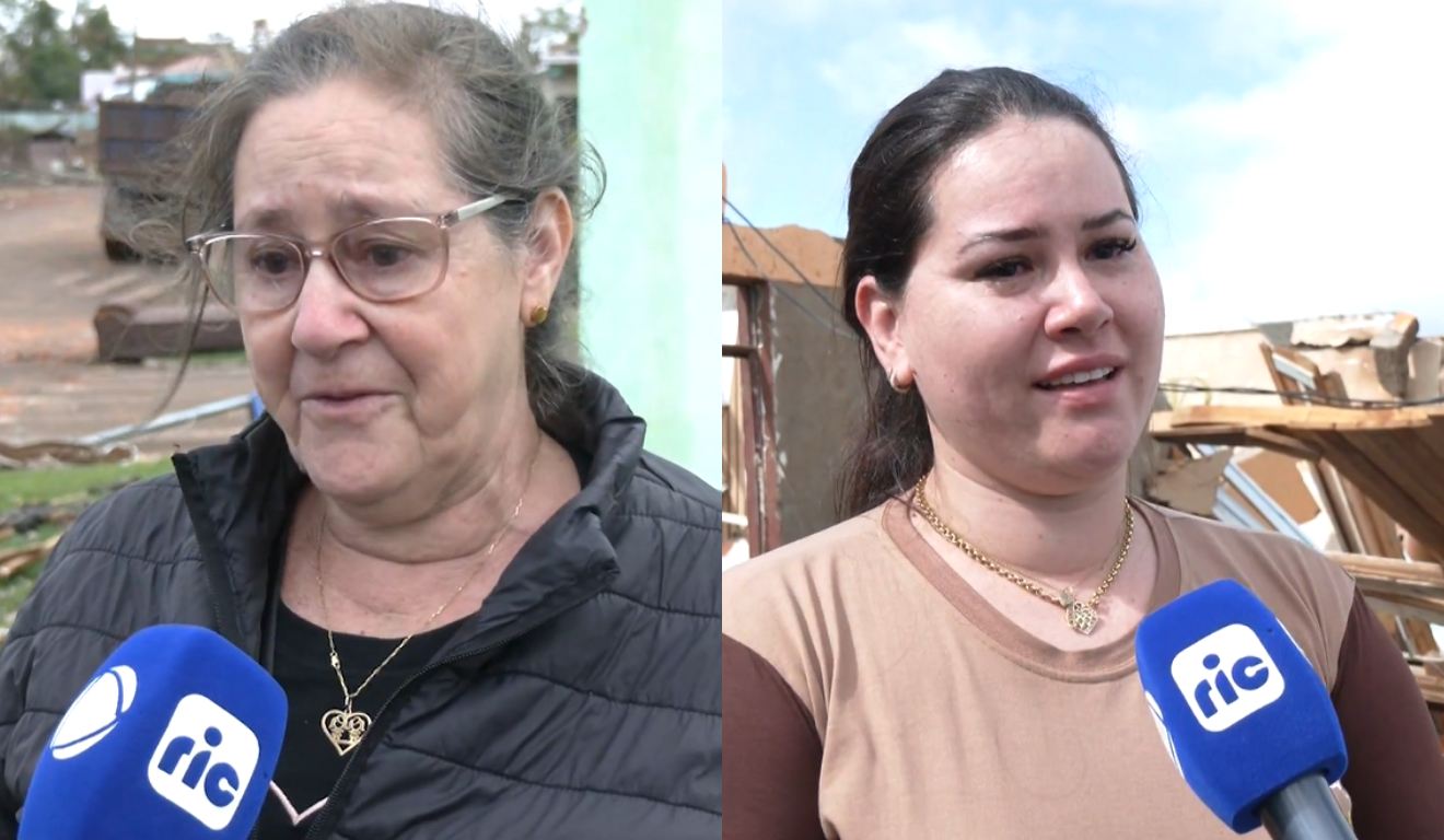 Colagem com fotos de Marilda Almeida Risse e Tatiane Risse, parentes de vítima de tornado no Paraná