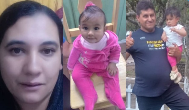 Montagem com fotos das três vítimas do acidente em que a família morreu na SC-477