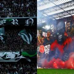 Torcidas foram fundamentais para a dupla Atletiba. (Fotos: Mateus Suzin | Coritiba e José Tramontin/athletico.com.br)