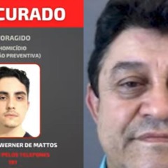 colagem com fotos de Henrique Werner de Mattos, foragido por atropelar o taxista Alcir Rosa de Oliveira