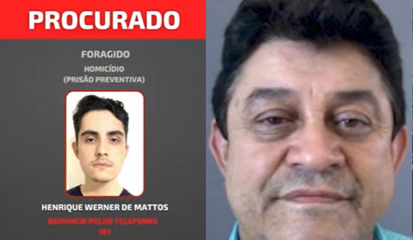 colagem com fotos de Henrique Werner de Mattos, foragido por atropelar  o taxista Alcir Rosa de Oliveira