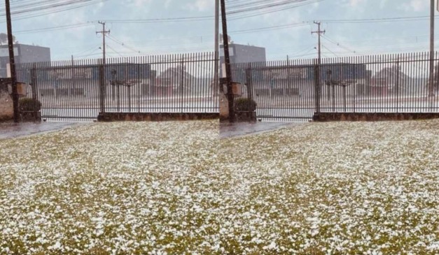 colagem com fotos mostrando granizo em colombo