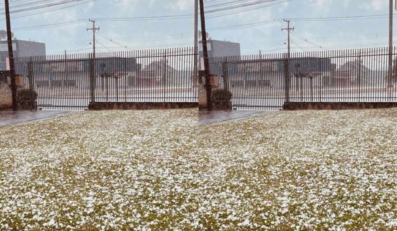 colagem com fotos mostrando granizo em colombo