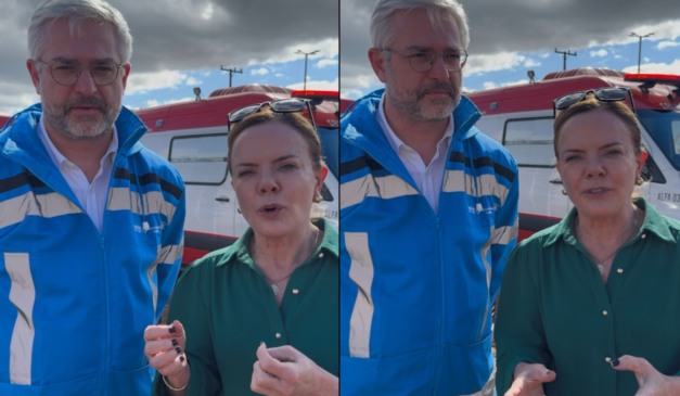 A ministra da Secretaria de Relações Institucionais, Gleisi Hoffmann, e o ministro em exercício da Saúde, Adriano Maçuda