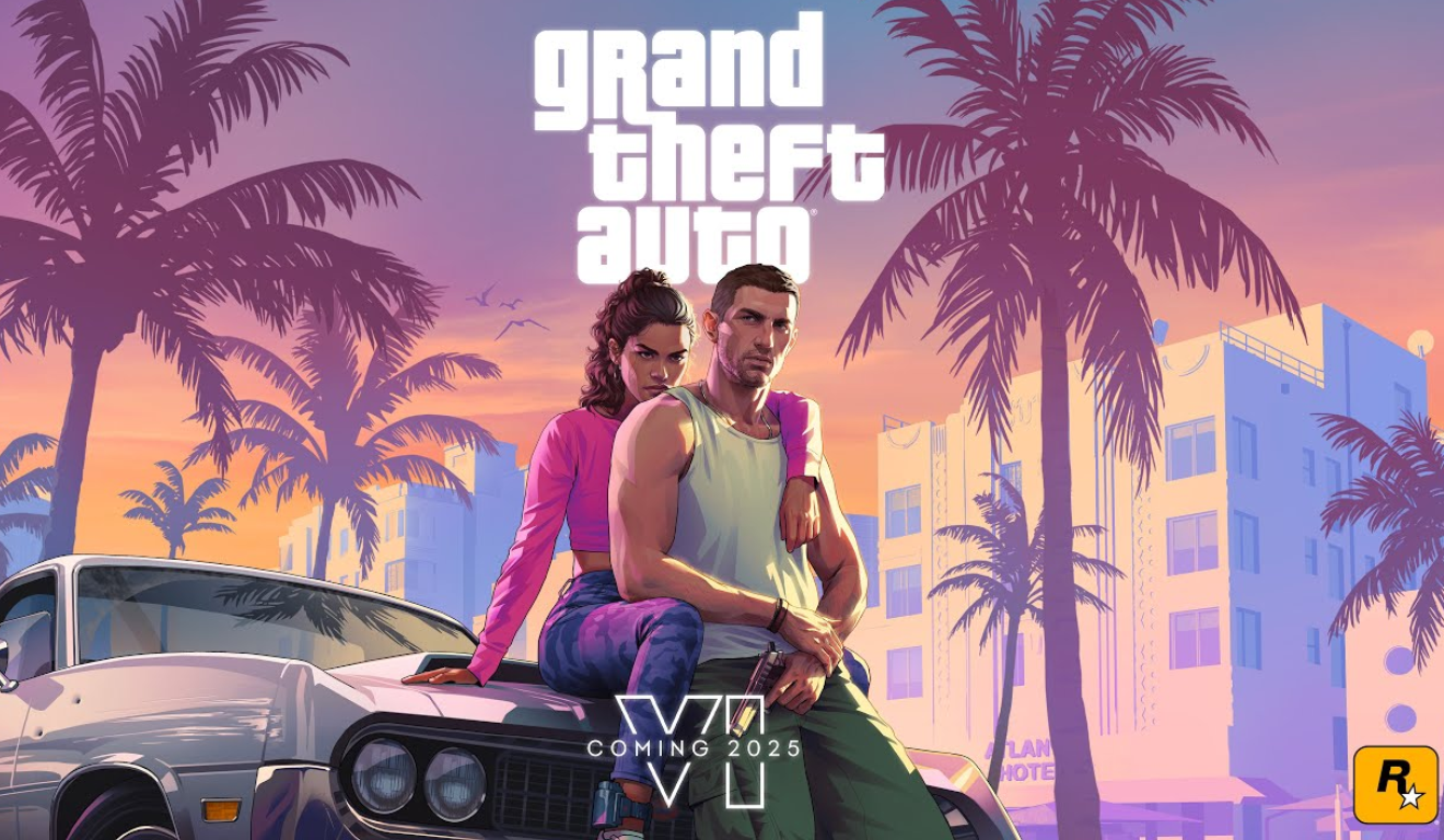 O jogo GTA VI foi adiado novamente. Na imagem, vemos a foto divulgada pela Rockstar Games para anunciar o jogo.